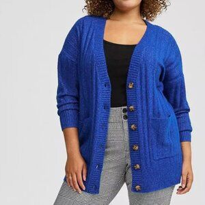 TORRID Vegan Cashmere Boyfriend Cardigan V-neck Sweater Blue size 0 0x 10 12